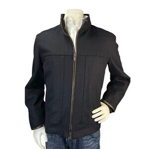 BULLOCK & JONES Men Sz 40 Bomber Jacket Thick Wool Windproof Italy (Ret.$1,100)